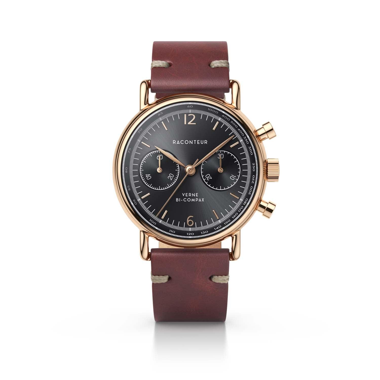 Verne Bi-Compax - Rosé Gold & Grey - Raconteur Watches