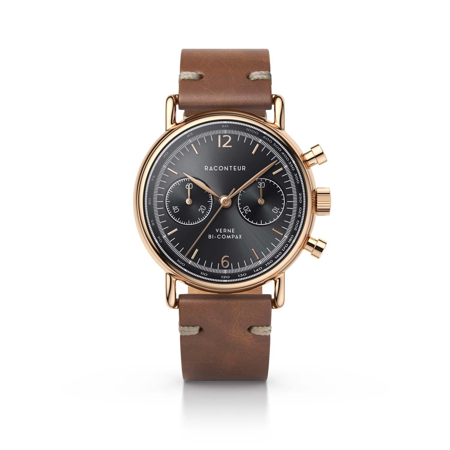 Verne Bi-Compax - Rosé Gold & Grey - Raconteur Watches