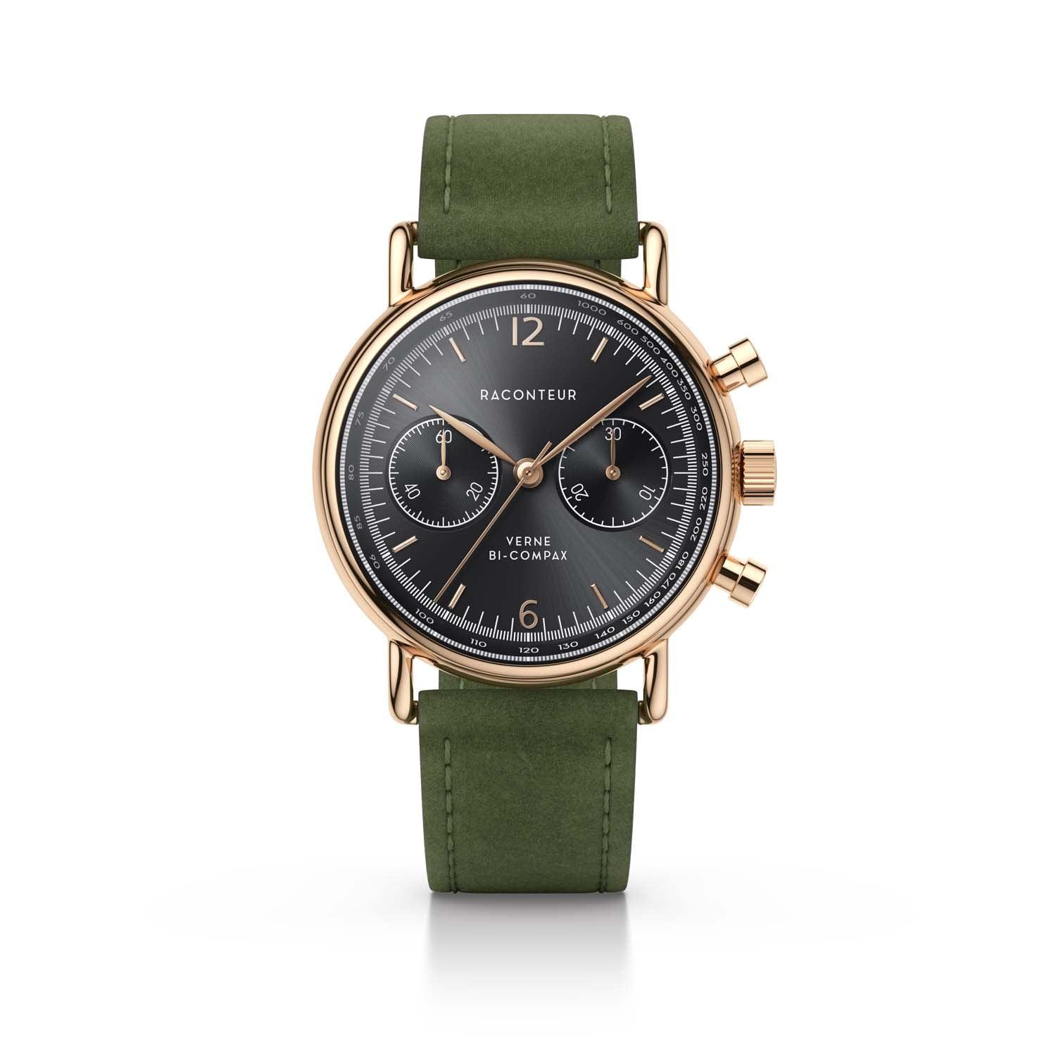 Verne Bi-Compax - Rosé Gold & Grey - Raconteur Watches