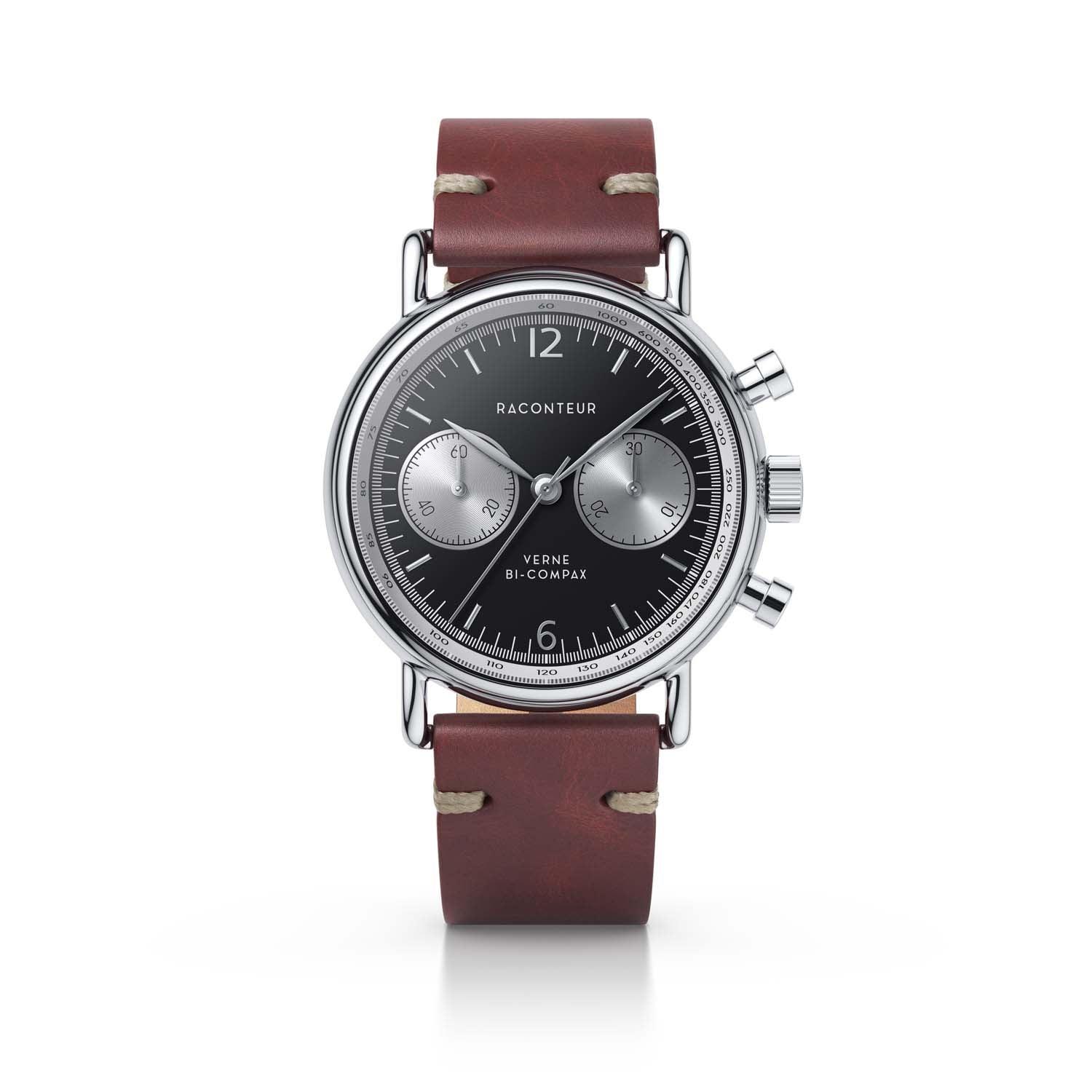 Verne Bi-Compax - Silver & Black - Raconteur Watches