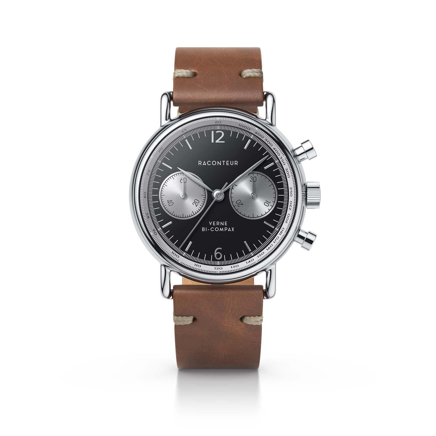 Verne Bi-Compax - Silver & Black - Raconteur Watches