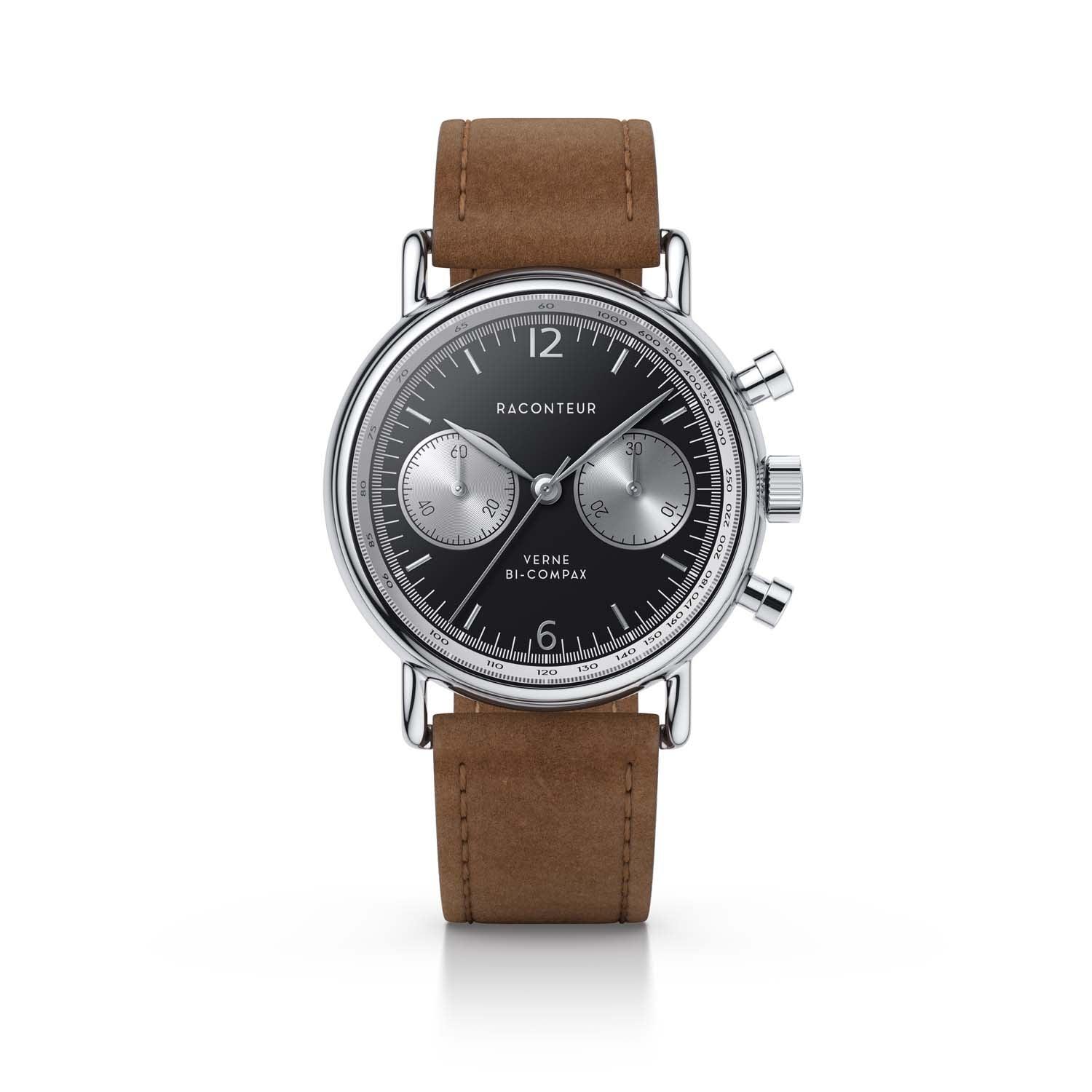 Verne Bi-Compax - Silver & Black - Raconteur Watches