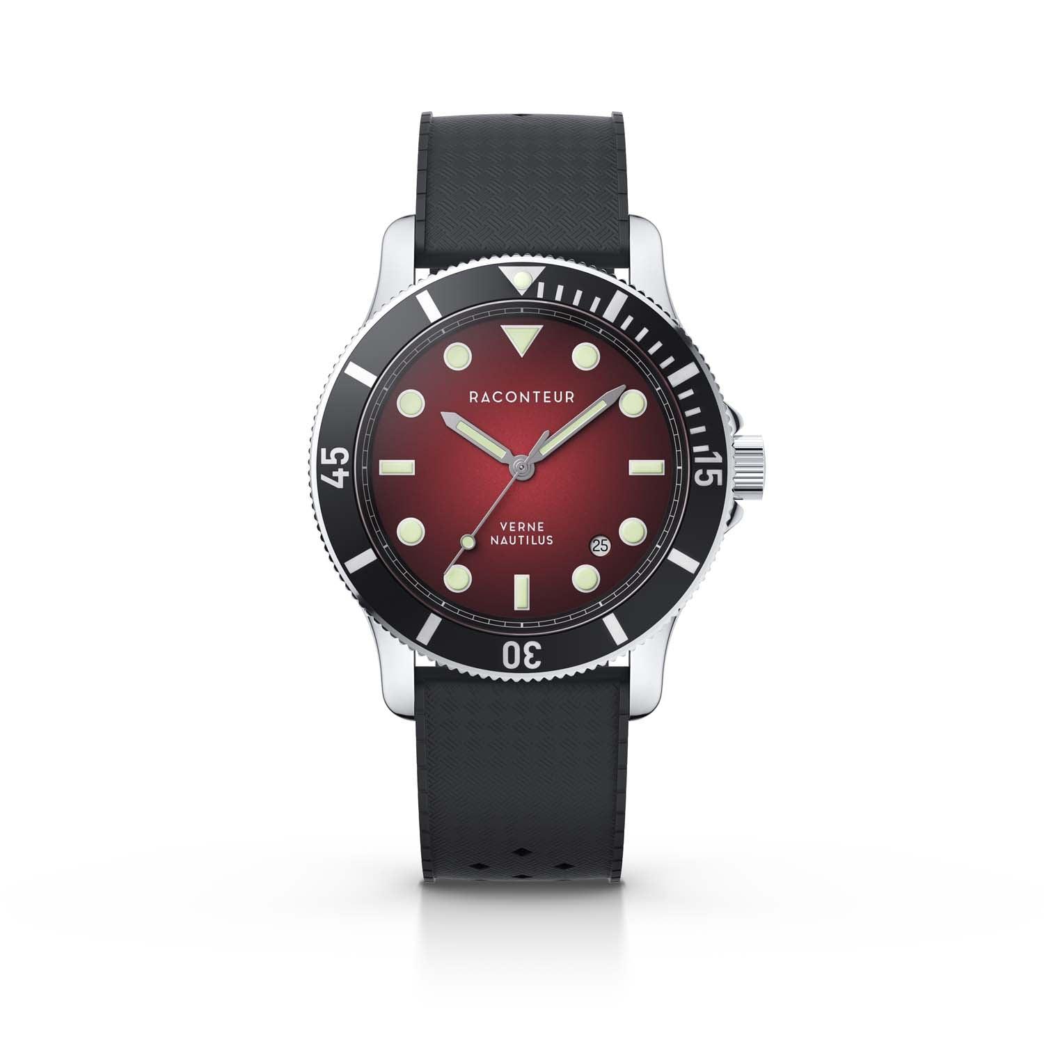Verne Nautilus – Silver & Red - Raconteur Watches