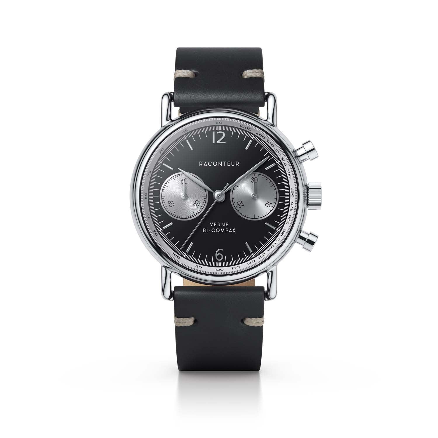 Verne Bi-Compax - Silver & Black - Raconteur Watches