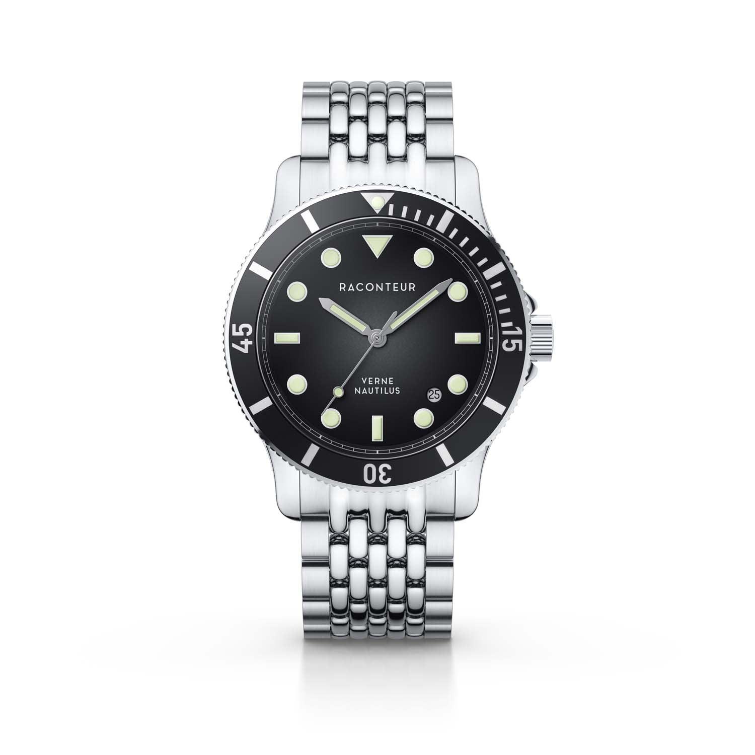 Verne Nautilus – Silver & Black - Raconteur Watches