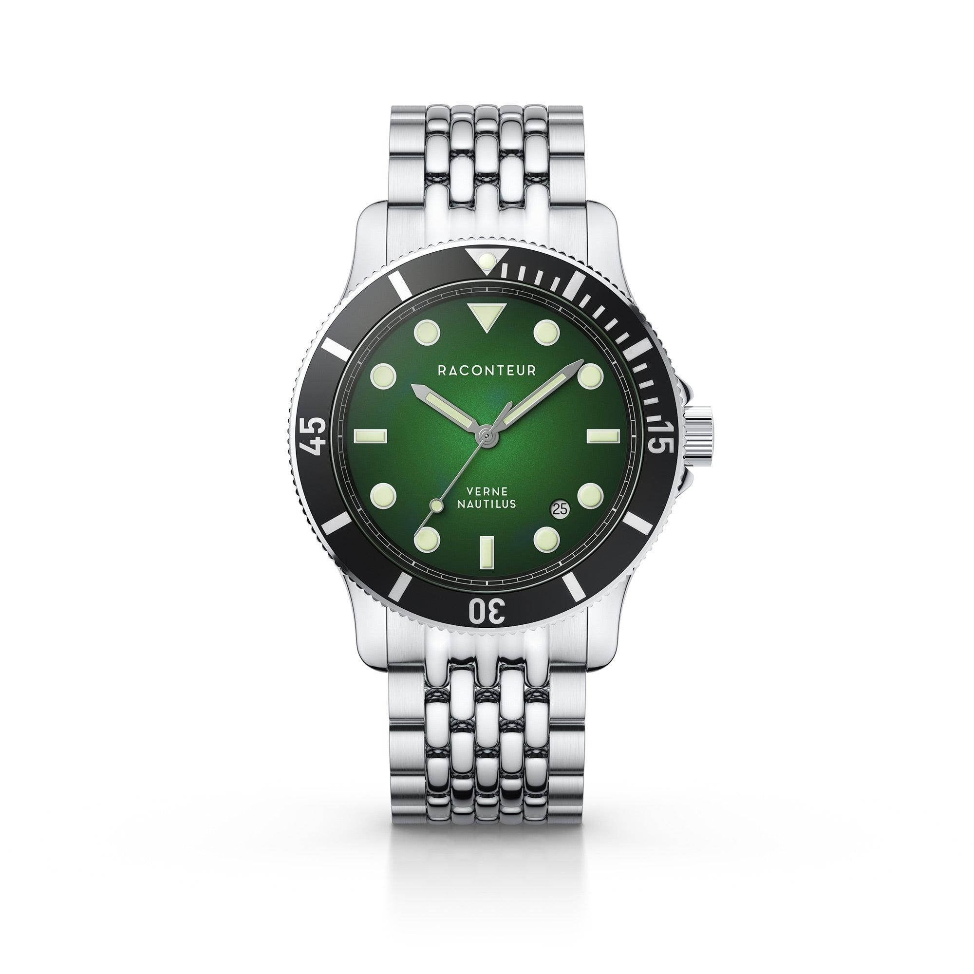 Verne Nautilus – Silver & Green - Raconteur Watches
