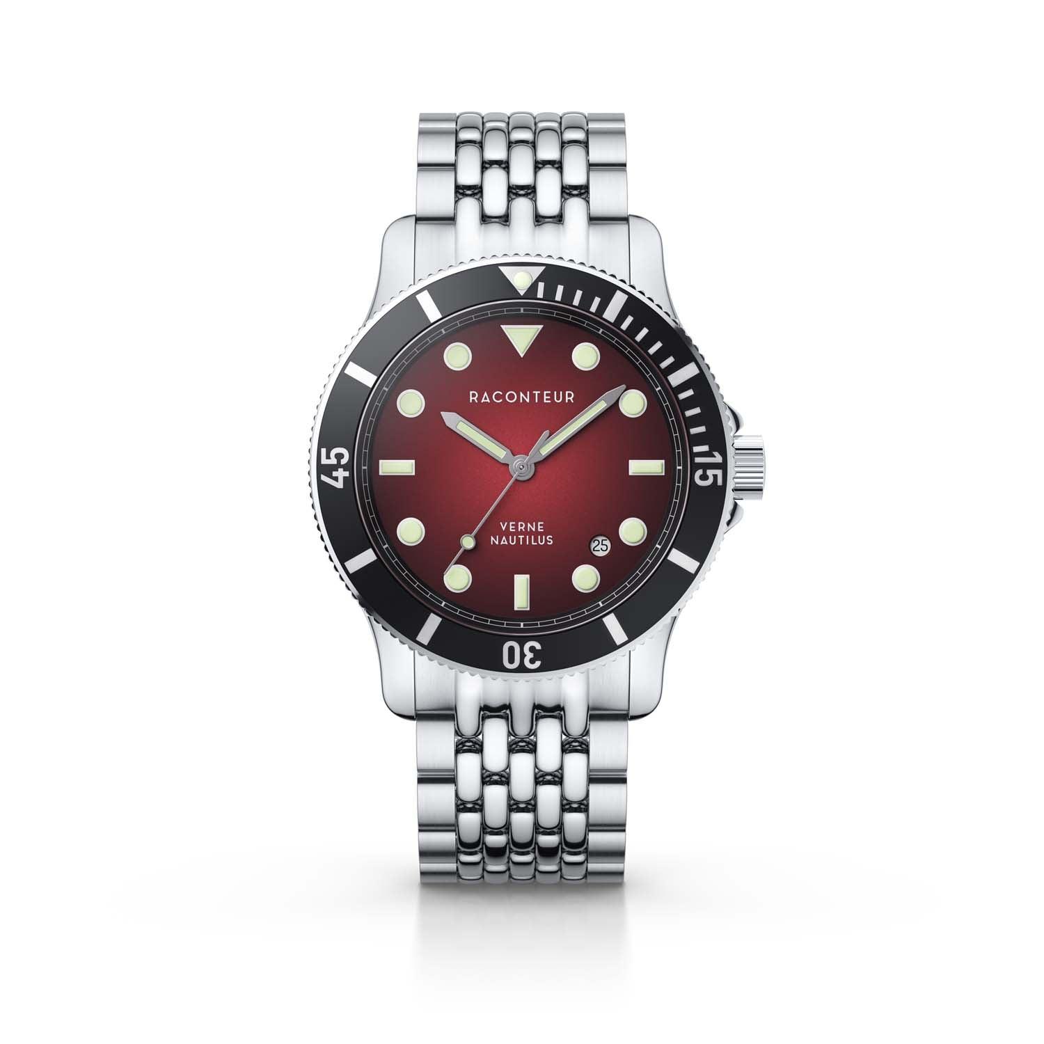 Verne Nautilus – Silver & Red - Raconteur Watches